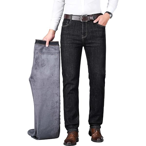 Amazon.com: zhorefine Mens Super Soft Fleece Lined Jeans Taper